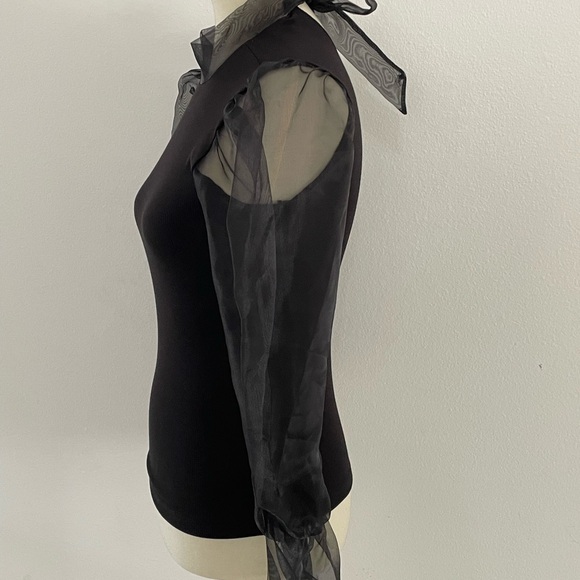 tinywillow Black Top with Sheer Sleeves XS - Picture 3 of 9